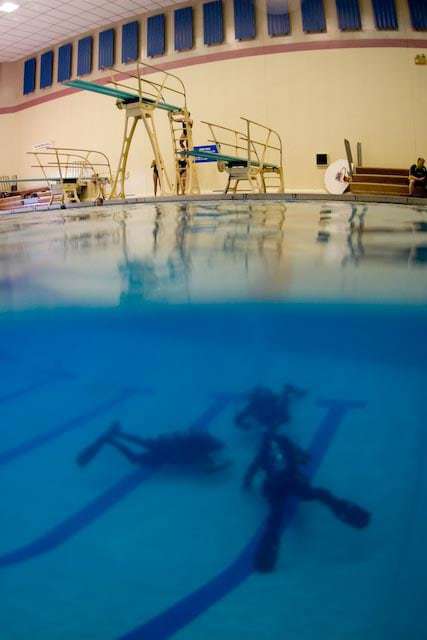 diving in a pool