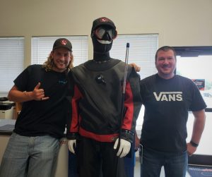 Alex and Nick with Dewey, the DUI drysuit dummy!