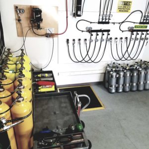 dive shop fill station gue padi air nitrox trimix bank